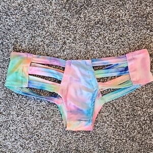 Rainbow Tie-Dye Strappy Hipster Bikini Bottoms